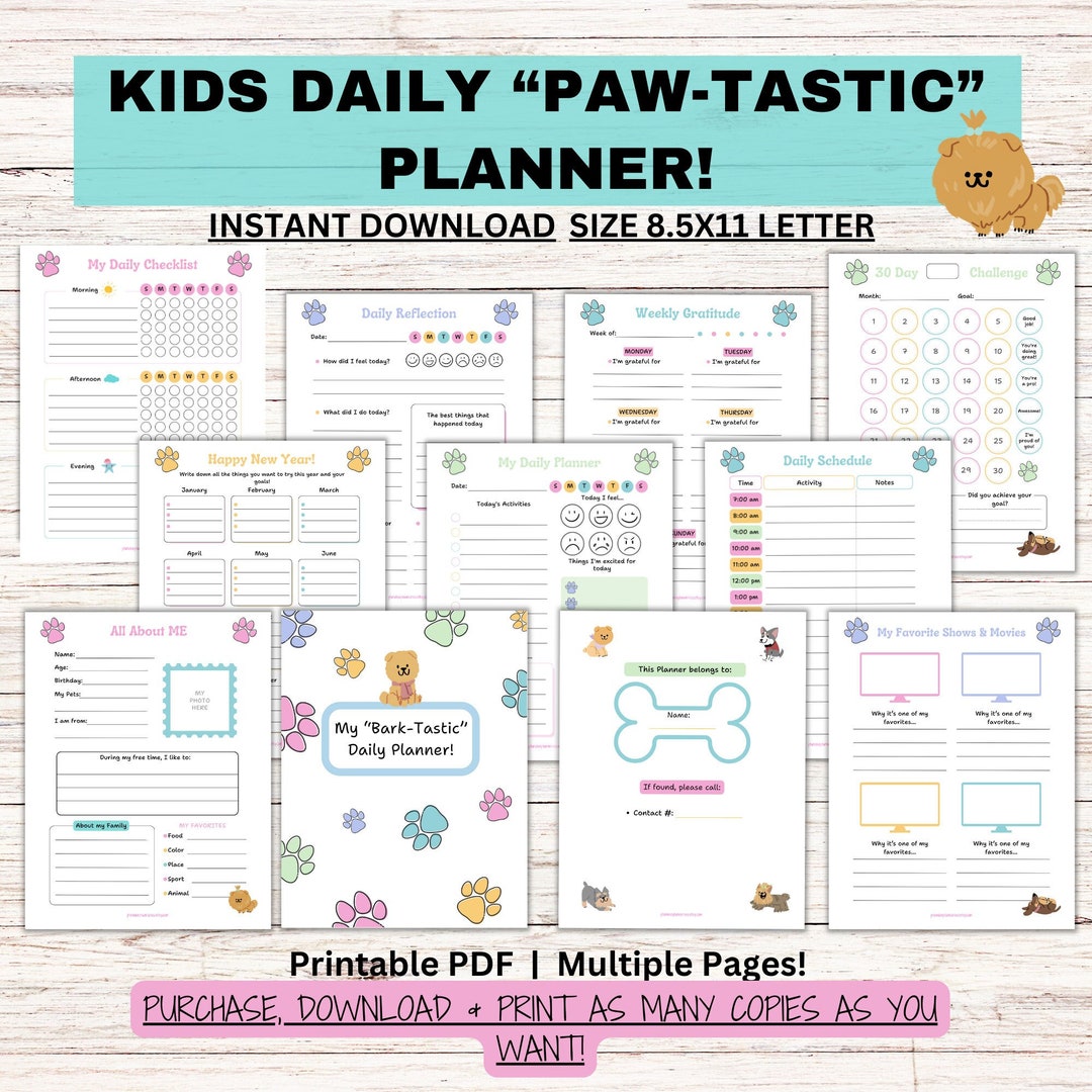 Kids Daily Planner, Printable Kids Planner, Cute Kids Planner, Kids ...