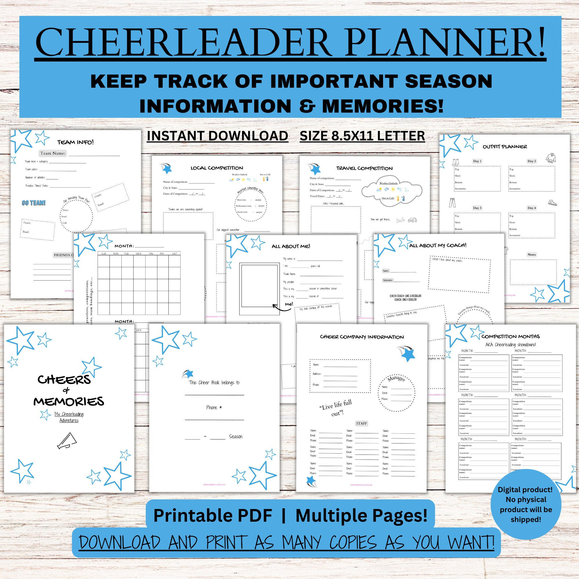 Cheerleading Journal for Boys, Cheerleading Memory Book, Seasonal Cheer
