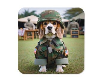 Dessous de verre Guardian Beagle - Protège-table sur le thème militaire