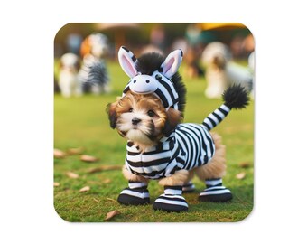 Zebra Costume Dog Coaster - Durable & Decorative Drink Accessory