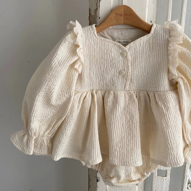 Romper Baby Girl Cream Ruffle Outfit Adorable Newborn Etsy
