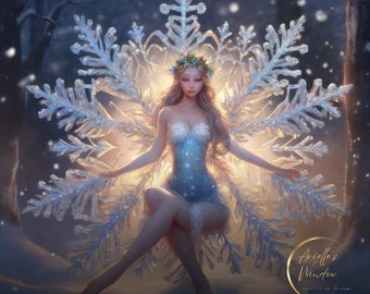 CRYSTAL Digital Download Snow Fairy Exclusive Design for Christmas Cards or Note Cards - You Save and Use Unlimited Print