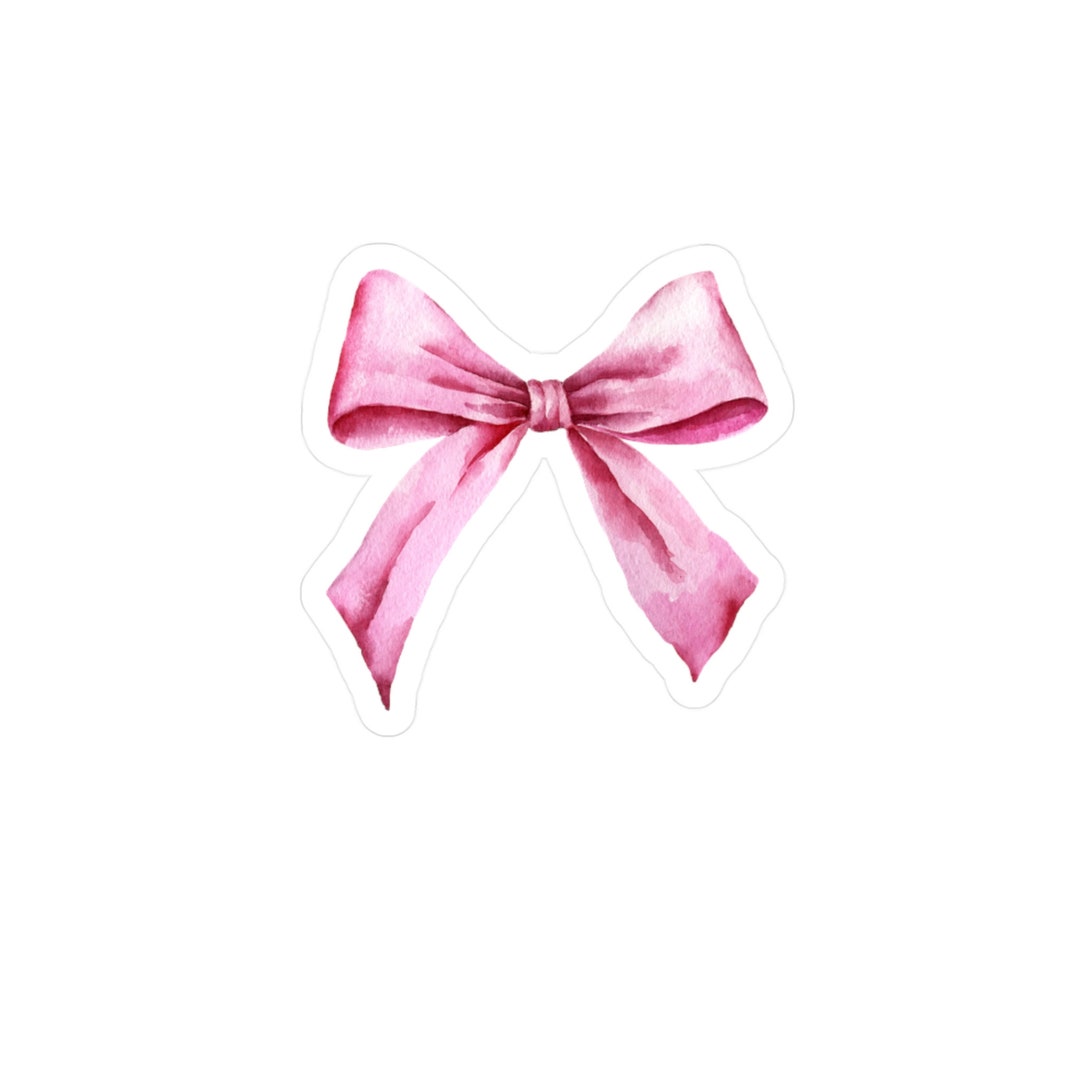 Pink Bow Sticker, Coquette Pink Bow, Kiss-cut Vinyl Sticker, Laptop