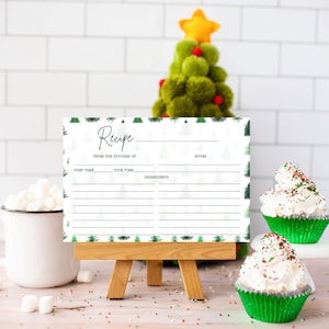 Christmas Recipe Card, Christmas Tree Recipe Card, Holidays, Printable, Downloadable, 4&quot;x6&quot;