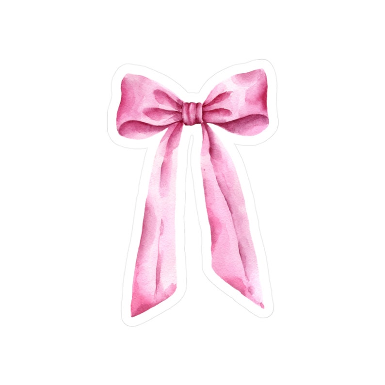 Pink Bow Sticker, Coquette Pink Bow, Kiss-cut Vinyl Sticker, Laptop