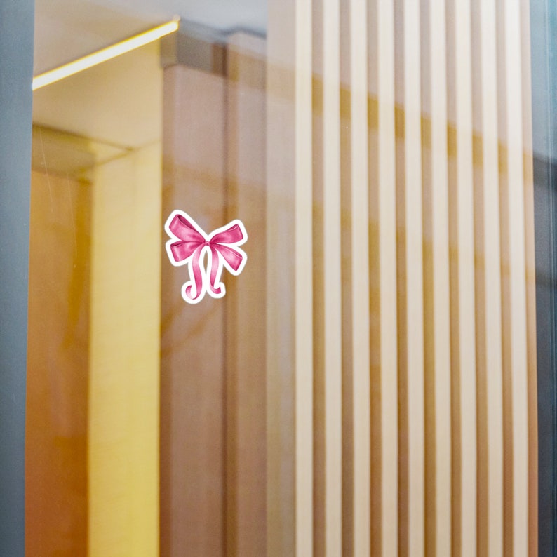 Pink Bow Sticker, Coquette Pink Bow, Kiss-cut Vinyl Sticker, Laptop