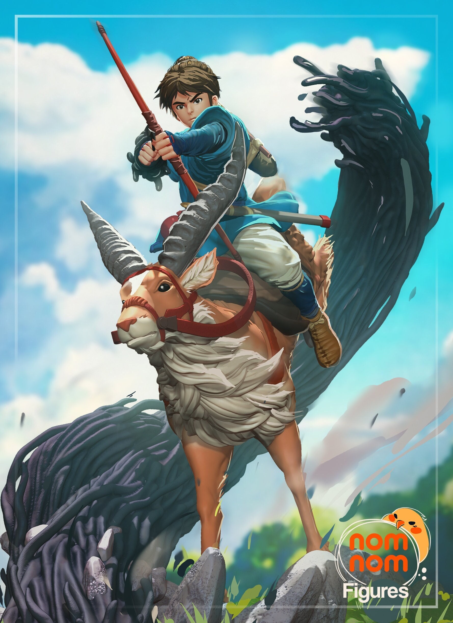 バ*ー様 Princess MONONOKE アシタカ フィギュア PRINCESS MONONOKE FIGURE ASHITAKA STUDIO GHIBLI COMINICA