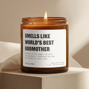 Ça sent la meilleure marraine du monde, cadeau personnalisé pour la marraine, proposition pour la marraine, bougie pour la marraine, cadeau du filleul, cadeau de la filleule