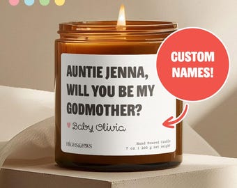Personalized Godmother Gift, Baptism Gift, Christening Gift, Godmother Proposal, Future Aunt Gift, Gift from Goddaughter, Handmade Candle