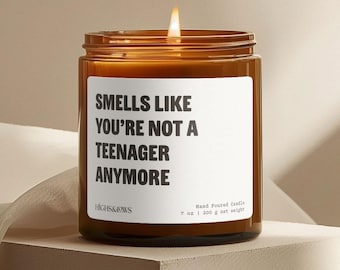 20th Birthday Candle, Smells like You’re not a Teenager Anymore, Candle Gift, Twenty Birthday, Funny Birthday Gift, Personalized Candle