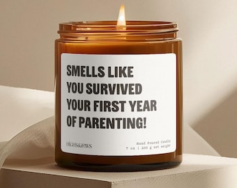 First Year of Parenting, Funny Gift for New Parents, Parents Gift, Surprise Gift For Parents, One Year Old Gift for Parents, Custom Candle