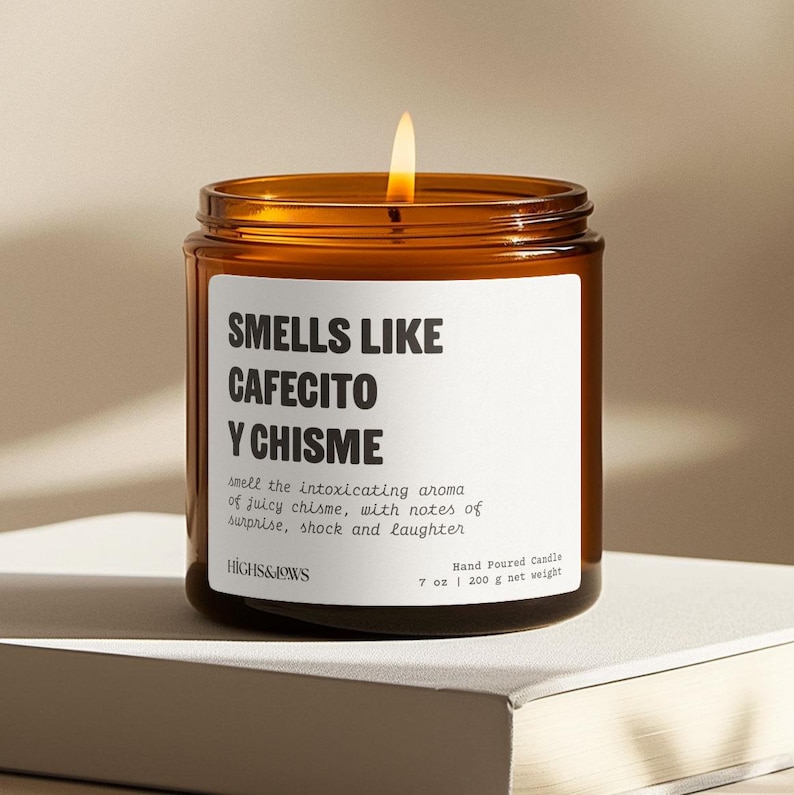 Smells Like Cafecito y Chisme, Housewarming Gift, Gift for a Friend, Funny Gift For Her, Candle Gift, Birthday Gift, Regalos en Español image 2