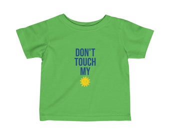 T-shirt pour bébé en jersey fin, message Ne touchez pas mon fils, t-shirt pour bébé en coton peigné filé à l'anneau