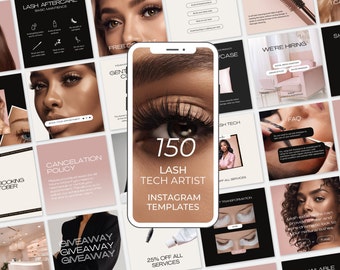 Lash Tech Artist Instagram Canva Posts | Lash Tech Social Media | Lash Tech Instagram Post | Lash Template | Lash Stylist Post Templates