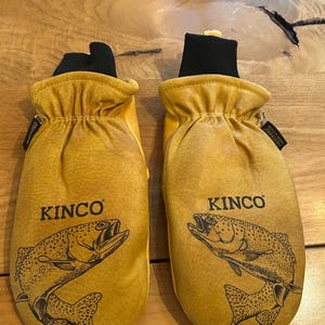 Kinco Mittens, Leather Mittens, Mitten Art, Custom Mittens, Unique Kinco Mittens, Unique Gift, Hand Drawn Art, Fisherman, Gifts for him