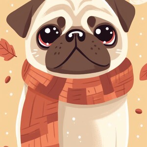 Cute Pug Wallpaper Pack - 6 Digital Phone Backgrounds - Cartoon Dog Art - Instant Download - iPhone Android Mobile Wallpapers