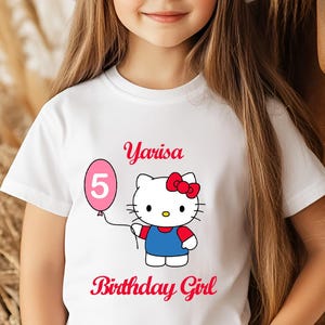 Kawaii Birthday Girl Shirt, Custom Kitty Shirt, Kitty Birthday Shirt, Birthday Girl Shirt, Kids Birthday Tshirt, Hello Cat Birthday Shirt