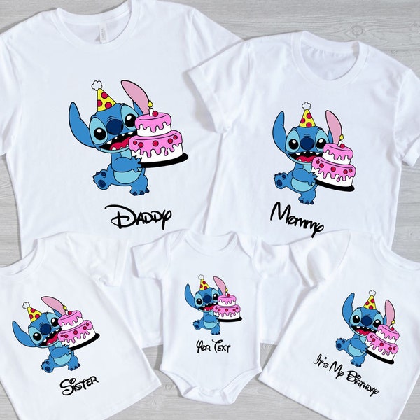 Custom Stitch Disney Birthday Family Shirts
