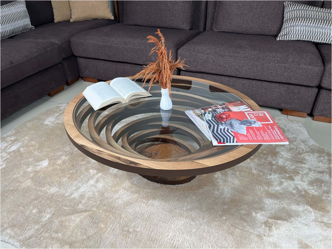 Oval Wood Coffee Table for Living Room Modern Decorative - Etsy