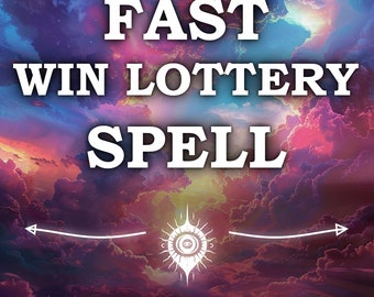 May include: A white text graphic on a colorful background of clouds. The text reads "FAST WIN LOTTERY SPELL same day cast".