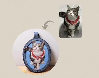 Llavero con retrato de mascota tallado a mano en cuero, dije 3D, regalo conmemorativo
