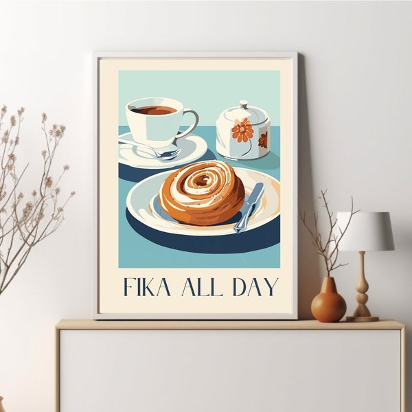 FIKA | SWEDEN | COFFEE | Hygge Scandinavian minimalist style poster.