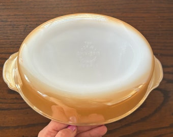 Vintage, Fire King, Peach Luster, Lusterware, Oval, Baking Casserole Dish, 1 1/2 qt size