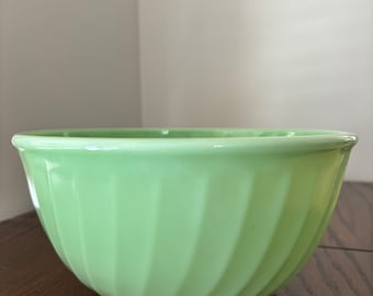 Vintage Fire King, Oven Ware, Jadeite Swirl Bowl, Large, 9 inches