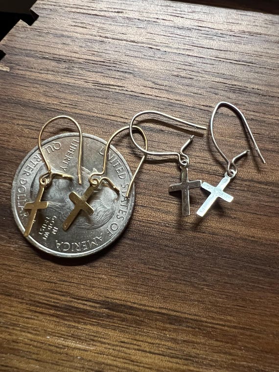 Solid 14k Yellow or White Gold Dangle Minimalist … - image 10