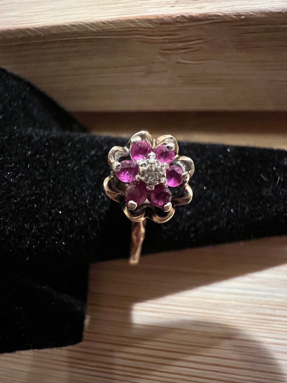 Antique 10k Ruby and Diamond Ring Size 6.5 - image 1