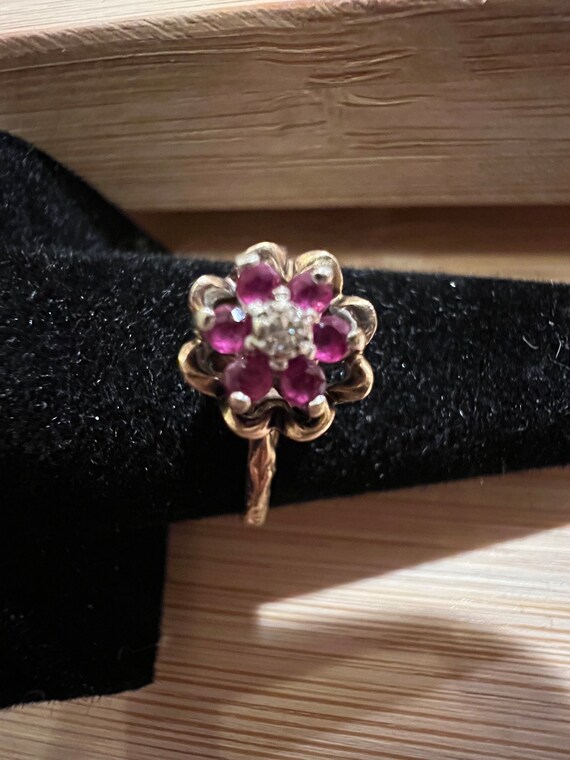 Antique 10k Ruby and Diamond Ring Size 6.5 - image 2
