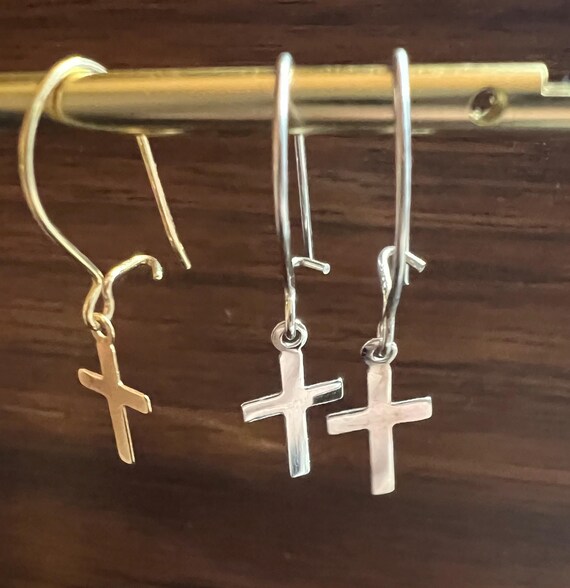 Solid 14k Yellow or White Gold Dangle Minimalist … - image 7