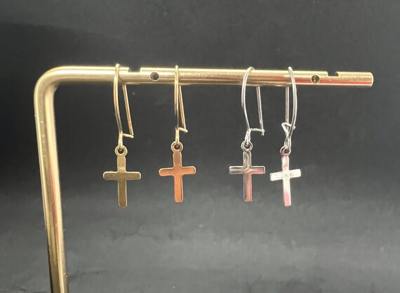 Solid 14k Yellow or White Gold Dangle Minimalist … - image 6