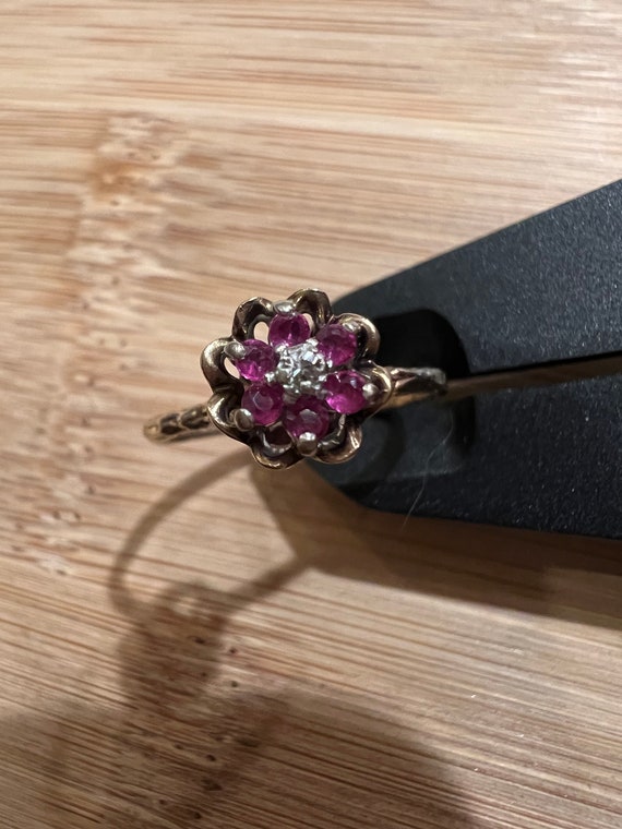 Antique 10k Ruby and Diamond Ring Size 6.5 - image 8
