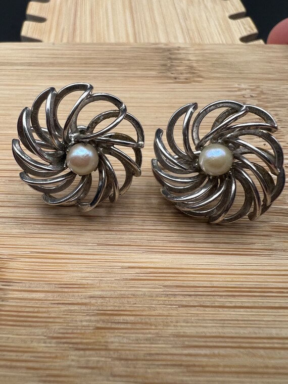 Vintage Sculptural Swirl Cultured Akoya Pearl Ste… - image 1