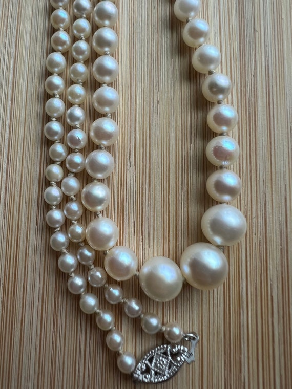 Graduated Cultured Akoya Pearl Necklace with 10k W