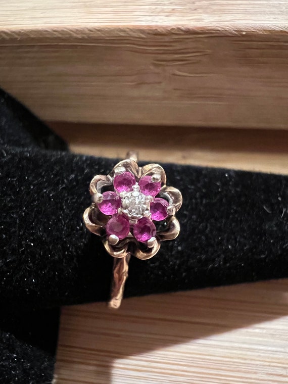 Antique 10k Ruby and Diamond Ring Size 6.5 - image 6