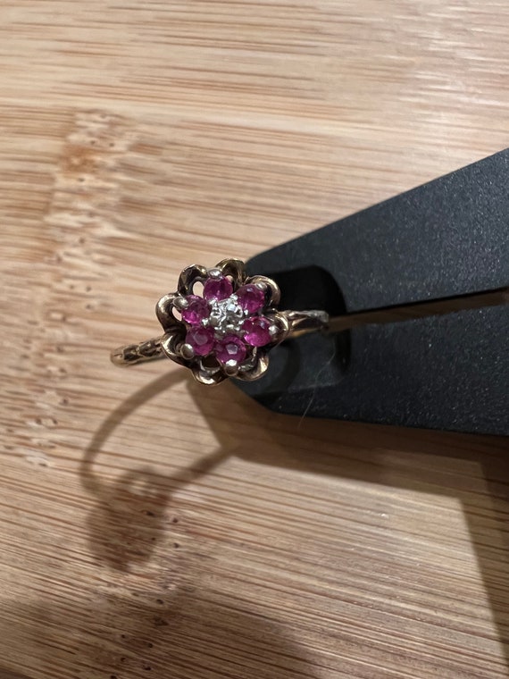 Antique 10k Ruby and Diamond Ring Size 6.5 - image 7