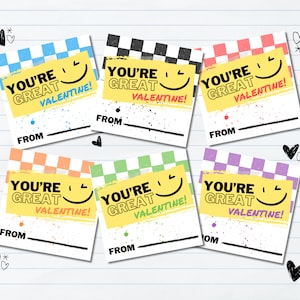 Retro Valentijnskaarten, Tween Valentine, Classroom Valentines for Kids, Older Kid, Valentines Valentine, Afdrukbare schoolvalentijnskaarten