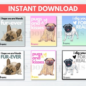 Printable Dog Valentine&#39;s Day Cards, Kids School Classroom Exchange Puppy Dog Valentine Cards, Valentine&#39;s Day Gift Tags, Puppy Card