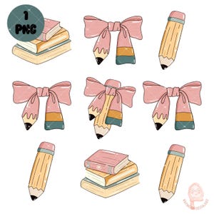 Kokette Bleistift Clipart, Lehrer-Bleistift-Kokette Bogen PNG, Lehrer-Geschenke, zurück zur Schule Png, Png-Datei, trendiger Lehrer Png für Designs,