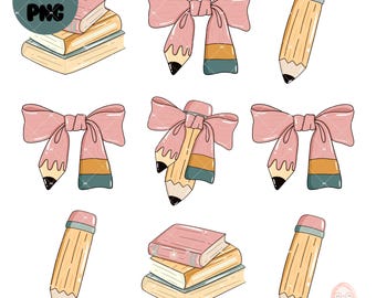 Coquette Pencil Clipart, Teacher Pencil Coquette Bow PNG, Teacher Gifts, Back To School Png, Png File, Trendy Teacher Png for Designs,