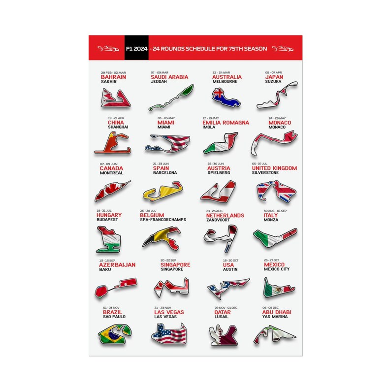 Formula 1 2024 Season Rolled Posters Etsy
