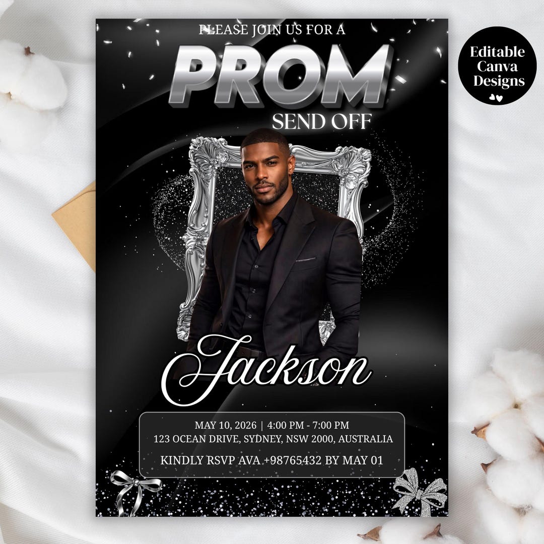 Printable Prom Send off Invitation, Editable Glam Prom Invite Canva ...