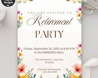 Retirement Party Invitation for Women, Editable Digital Template, Perfect for Custom Retirement Celebration, Canva Instant Download