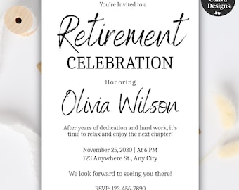 Retirement Party Invitation Template, Editable for Teachers, Employees and Corporate Retirement, Canva Design, Digital and PDF Download
