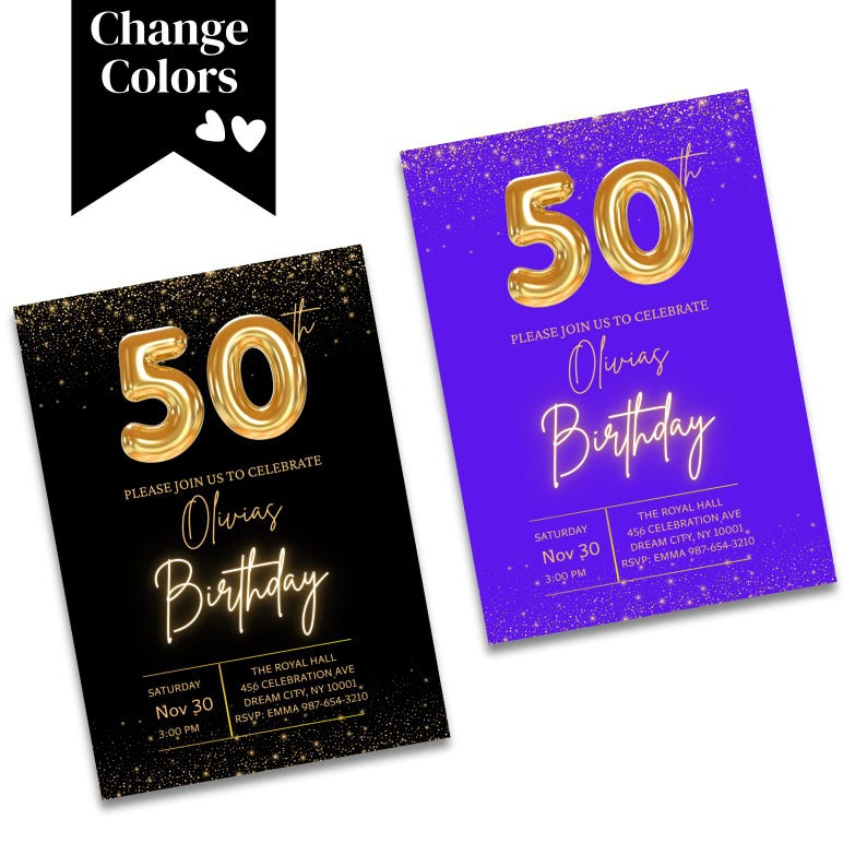 Popular 50th Birthday Invitation Template EditableParty Invite Popular 50th Birthday Invitation Template EditableParty Invite