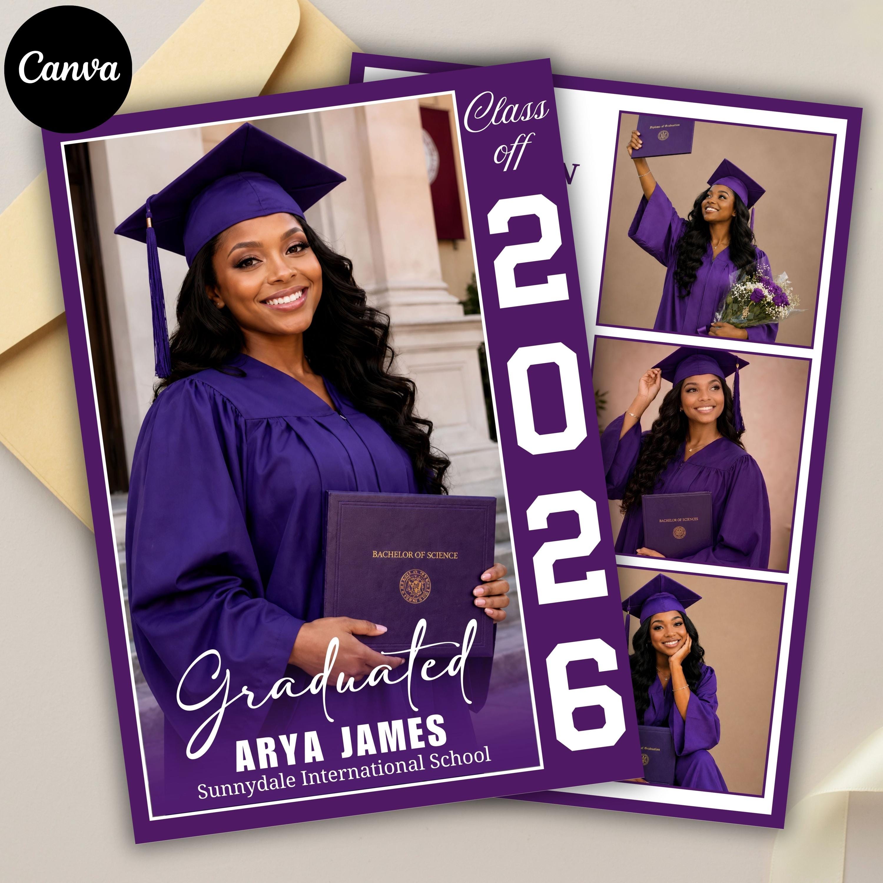 Graduation Announcement Invitation, Purple Senior Grad Party Invite ...