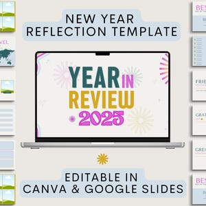 Year in Review Digital Template, New Year Reflection, 2025 Recap