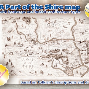 A Part of the Auenland Landkarte, PDF A1 size in braun mit Strichzeichnungen